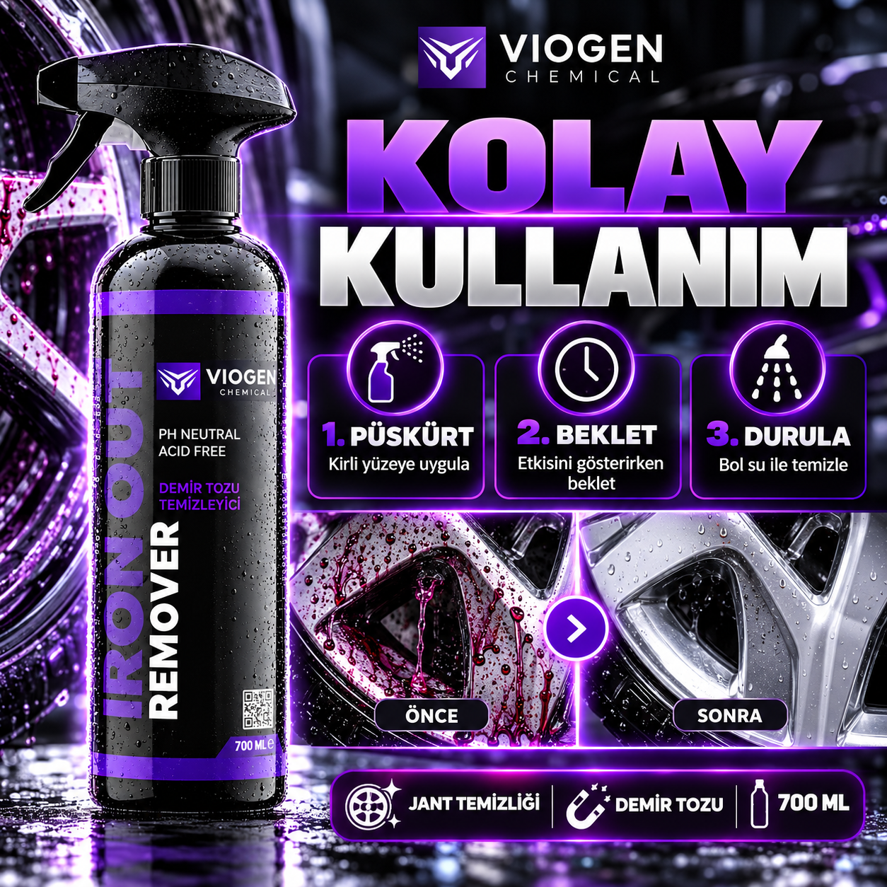 Viogen Chemical Iron Out Remover Demir Tozu Temizleyici 700 ml