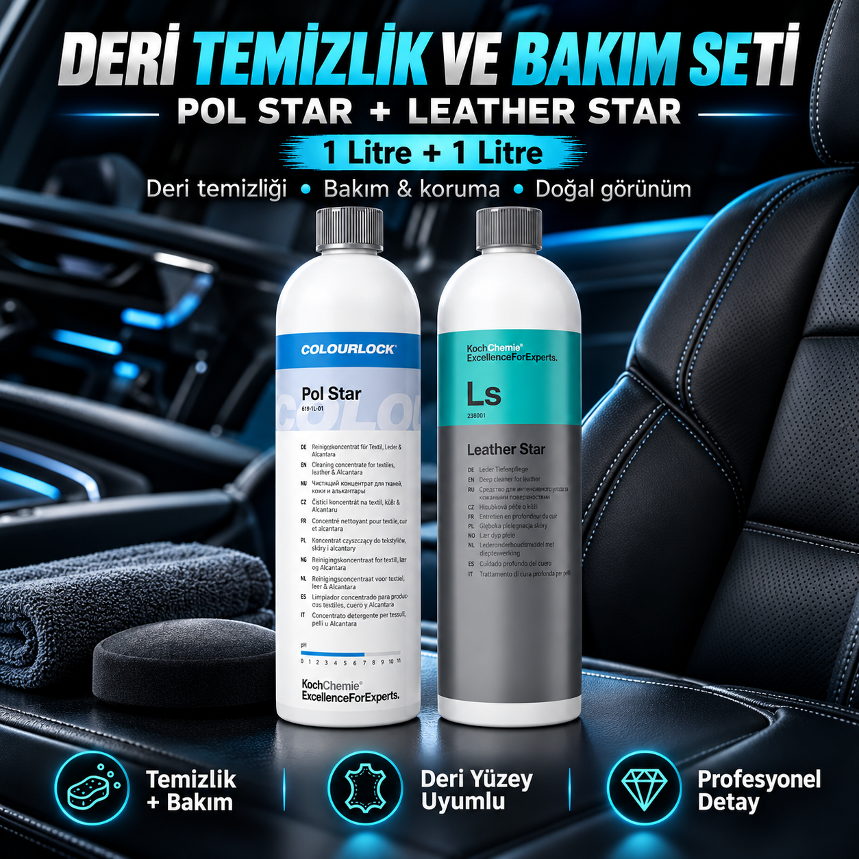 Koch Chemie Pol Star + Leather Star Deri Temizlik ve Bakım Seti