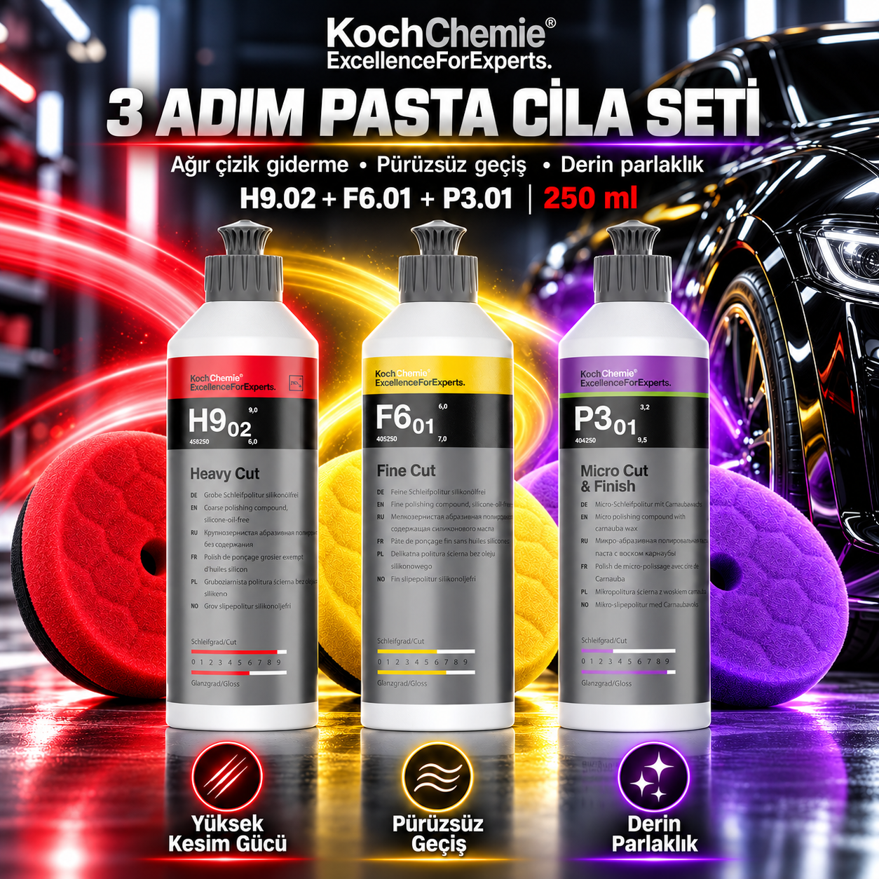Koch Chemie H9.02 + F6.01 + P3.01 Pasta Cila Koruma Seti 250 ml