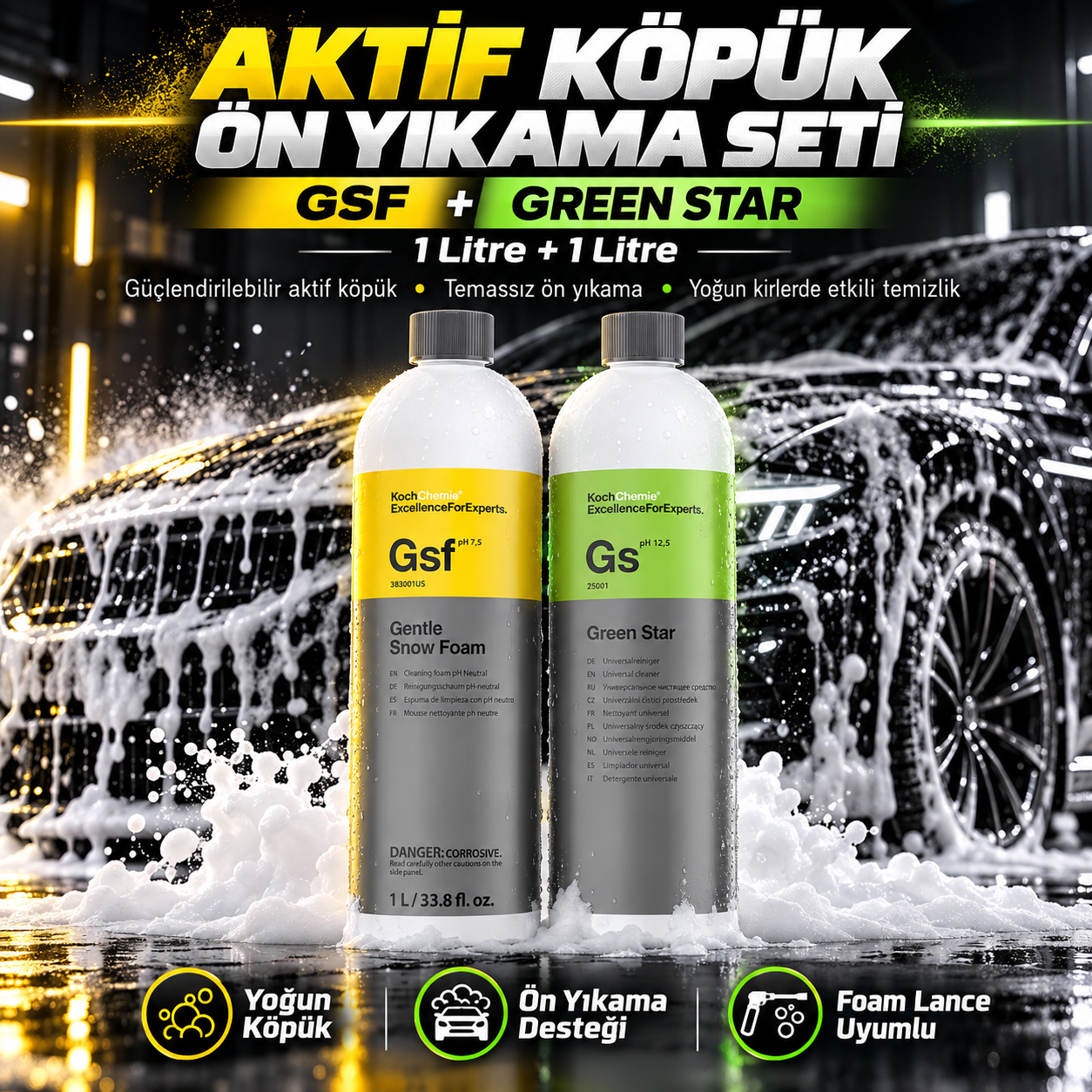 Koch Chemie Gentle Snow Foam + Green Star Aktif Köpük Ön Yıkama Seti